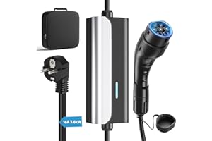 FNRIDS Chargeur Voiture Électrique 6M, EV Chargeur Type 2 16A(3.6kw),avec Voyant LED,IEC 62196-2, IP65 étanche,Câble Recharge Voiture Electrique avec Sac de Rangement