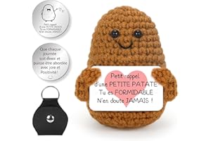 Aurasky Pomme de Terre Positive, Petite Patate en Français, Poupées de Pomme Terre avec Carte Positive et Câlin Porte Bonheur, Inspirant Cadeaux pour Homme Femme Enfant Couple Collègue