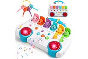 JERRYVON Jouet Bebe 1 an, Jouet Montessori avec 6 Animaux Musique et Lumières Jeux Bebe 1 an Fille Garçon Jeu Eveil Educatif 12 18 Mois Jeu Bebe Anniversaire Cadeau Enfant 1 2 3 An Fille Garcon Jeux et jouets