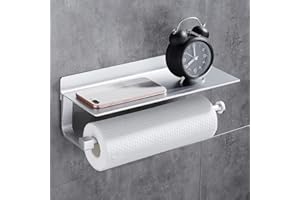 Wopeite Portarrollos de Cocina Sin Taladrar Portarrollos para Papel de Cocina Acabado Mate Aluminio Plata