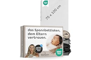 ‎SÄMANN Sämann Jersey Spannbettlaken Spannbetttuch für Laufgitter 75x100 cm, Baumwolle weiß