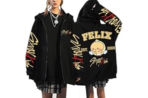 XYYYHTL Felix Hoodie Girls Women Zip STAR Album Jacket Hoodies BangChan Lee Know Changbin Hyunjin Han Felix Seungmin I.N Fashion Loose Y2K Streetwear Harajuk Felix Sweatshirt Tops
