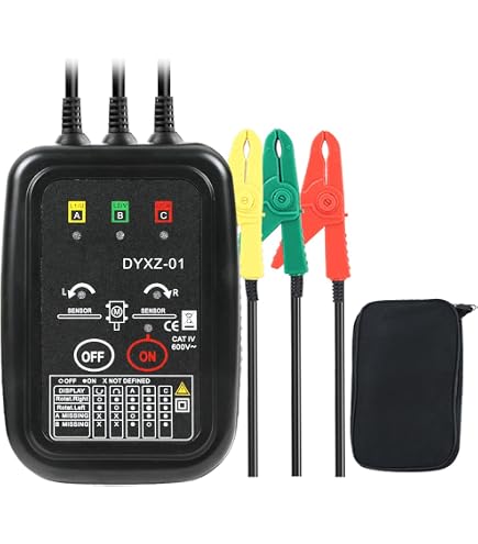 Testeur De Phase Portable 3 Phases WIYETY - AC 60-600V - Test Séquence Rotation - Avec Buzzer Et Pinces