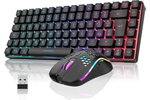 RedThunder 75% Tastiera da Gioco Wireless, Retroilluminazione Dinamica Arcobaleno, Mouse Leggero a Nido D'ape da 3200 DPI, Tastiera Ultra Compatta, 85 Tasti Anti Ghosting, Layout IT per PC/PS5/Xbox