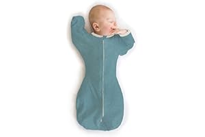 SwaddleDesigns Transitional Swaddle Sack, Baby Swaddles for Newborn with Arms Up Half-Length Sleeves & Mitten Cuffs, Sleep Sack Wearable Blanket, S (2.7-6.4 kg), 0-3 months, Heathered Teal