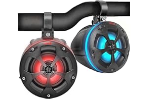 Pyle PLUTV44BTR Haut-parleurs Tout-Terrain étanches 2 Voies 10,2 cm 800 W Système de Haut-parleurs Tour de Wakeboard de qualité Marine avec lumières RVB et télécommande, Haut-Parleur Audio stéréo