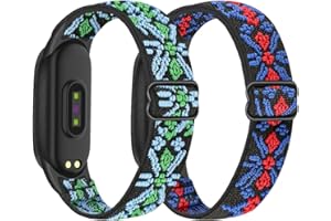SHIJZWD Adjustable Elastic Watch Straps Compatible with Xiaomi Mi Band 7/Mi Band 6/Mi Band 5 Strap, Stretchy Nylon Sports Band Replacement Wristband for Xiaomi Mi Band 7/6/5 Men Women, 2 Pack