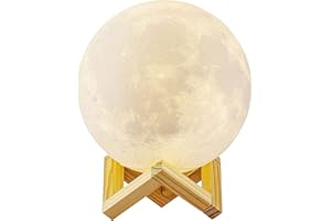 Lampe Lune 3D, ALED LIGHT Veilleuse LED Lampe Luna Tactile 3 Couleurs, 15cm/5,9inch Diamètre, USB Rechargeable Veilleuse Lune pour Chambre Salon Café Cadeau Anniversaire Noël