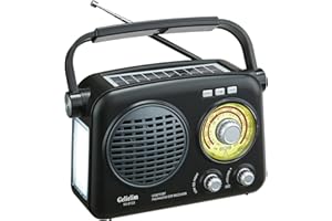 Gelielim AM FM Radio with Bluetooth, Portable Shortwave Radios with Best Reception, Vintage RadioTransistor Radio Rechargeable, Retro Home Decor, USB/TF Card MP3 Player, Solar Power, Emergency Light