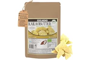 ‎EDELMOND 100% Bio gereinigte Kakaobutter (Wasserdampf-desodoriert) von Edelmond - Vegan, laktosefrei & glutenfrei (200 g)