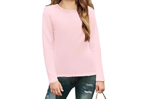 Arshiner Maglietta a Maniche Lunghe da Bambina Girocollo Interno in Pile Top Tinta Unita Pullover Basic Felpa Termica Casual per Bambini Abbigliamento per Bambini 5-12 Anni