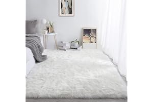 YIHAIC Piel de Oveja sintética, sensación acogedora como auténtica Lana Alfombra de Piel sintética, Man-Made Lujo Lana Alfombra de sofá cojín (Blanco, 75 x 120 cm)