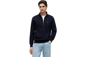Tommy Hilfiger herr Essential Terry New 1/4 Zip Mw0mw43115 Sweatshirt med halv dragkedja