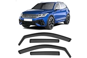 GEARMONSTER Deflectores de viento para VW Tiguan 2016-2023 5 puertas, para ventana de coche, protección contra la lluvia, deflectores de viento integrados, 4 unidades, color negro
