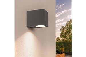 Ledvion - Lampa ścienna LED antracyt & Cube, GU10 Spot, IP54, lampa zewnętrzna, oświetlenie zewnętrzne, oświetlenie ogrodowe, oświetlenie elewacji