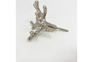 KNOBS BY BLOSSOM Coral Metal Knob Drawer Pull in Gold Bronze Copper Silver Black (Hook, Silver)