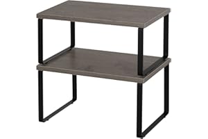 YBING Juego de 4 Organizador Cocina Estanteria Cocina, Organizador Armarios Cocina Apilable para Encimera, Gabinete, Estantes de Almacenamiento para Alimentos y Cubiertos (Gris)