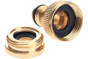 DRELD Brass Hose Tap Connector 2-in-1, 1/2" & 3/4" BSP Garden Hose Tap, Gardening Faucet Adapter for Gardening Hose, Washing Machine (2-in-1 Tap)