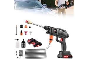 KARTOLS Cordless Pressure Washer, 21V Cordless Power Washer Kit 1500W Cordless High Pressure Washer Gun with 2 Nozzle, 16.5ft Hose, 2 Batteries, Battery Jet pressure Washer for Car Floor Gardening Cleaning