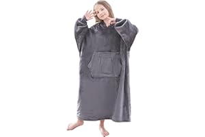 FUSSEDA Sweatshirt en Laine Super Grand et Portable, Capuche en Laine Super épaisse et Chaude Sherpa Confortable, avec Poches et Manches pour Les Enfants Adultes