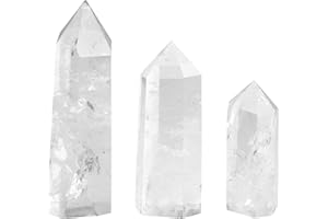 ‎GEHECRST GEHECRST 3 Stück Naturstein Bergkristall Hexagon Säule Super Qualität Edelstein Deko Kristallstein Reiki Meditation Therapie Steine (Groß+Mittel+Klein)