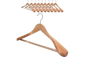 10 x Kleiderbügel Holz VonBueren | 45 x 22,5 cm breit je Bügel/Holzbügel | stabile Holzkleiderbügel | Anzugbügel, Hose, Hemden