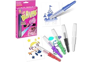 OSDUE Pióro graffiti, zestaw markerów aerografowych, 6 kolorów, 6 pisaków z filcową końcówką, 4 szablony, zmywalne farby akwarelowe, kolorowanie z szablonami wielokrotnego użytku