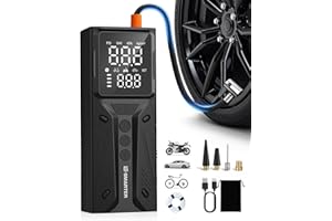 E-SMARTER Tyre Inflator Air Compressor, 6000mAh 150 PSI Bike Pump with Overinflate Protection, Fast Inflation Portable Tyre Inflator for Car LCD Display, Air Pump for Tyres and Other Inflatables