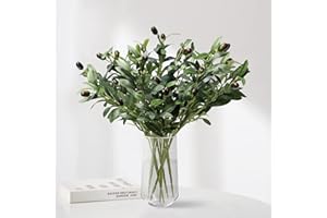 ‎LOMOHOO LOMOHOO 6 Pack Olivenzweige Künstliche Pflanzen Olivenzweige Stämme Künstliche Pflanzen Grüne Blätter Früchte Zweig Blätter für Vase Blumensträuße Hochzeit Blumenarrangement (Olive-6PCS)