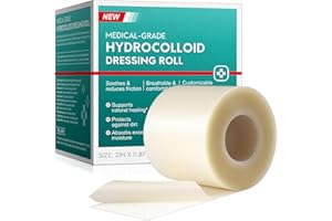 AIKUWWOIRQIA Hydrokolloid-Wundverband Rolle 5 cm x 3,6m(2 in x 12ft), Zuschneidbar, Wasserfest und Selbstklebend, Extrem Saugfähig, Latexfrei, Für Schnittwunden, Blasen, Akne und Nässende Wunden