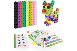 LHOEST Steckwürfel Grundschule 119 Stück Number Blocks Toy Steckwürfel Mathe Rechenwürfel Spiel Activity Kinder Zahlenblock Spielzeug ab 3 4 5 6 7 8 Jahren Montessori Rechenwürfel mit 18 Karte