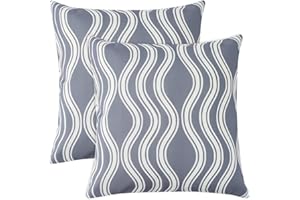 ARVOV Outdoor Kissen, Outdoor Kissenbezug, Kissenbezug Wasserdicht, Outdoor Kissenbezüge, Garten Kissenhülle, Wellen Gestreift Sofakissen für Sofa Couch Stuhl Garten Lounge Kissen Deko - 18 x 18 Zoll(Grau)