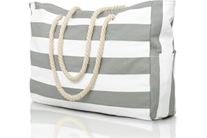 oscaurt Beach Bag Large Waterproof Beach Tote Bags with Zip and Rope Handle Summer Holiday Essentials Shoulder Handbags for Travel Shopping Pool Gym Picnic