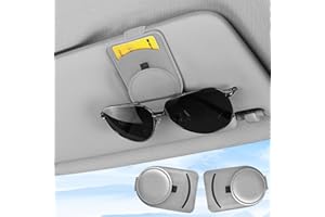 upbeat Porta Occhiali da Auto, Clip per Occhiali da Sole per Auto, Portaocchiali Auto in Pelle, Supporto per Occhiali e Biglietti da Visita, Occhiali e Porta Biglietti da Visita, 2 Pezzi (Grigio)