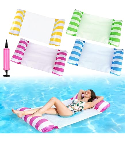 Hamac Piscine Gonflable 4 En 1 – Pastèque Et Ananas – 120 Kg Max – Avec 2 Pompes – Plage Et Piscine