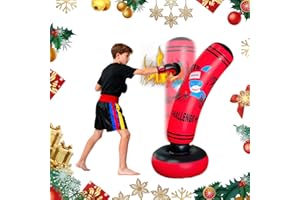 Gevvnss Sacco da boxe gonfiabile, 120 cm, sacco da boxe antistress, per bambini e bambine, autoportante per allenamento thailandese, taglia S per