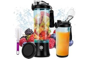LIEBERWELL Mélangeur Portatif Smoothie Mixeur, Mini Blender Juicer Personnel Rechargeable USB 4000mAh pour Shakes et Smoothies, Presse Agrumes Grande Capacité 600 ml avec 6 Lames pour La Maison, Les Voyages