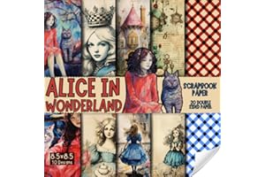 Alice in Wonderland scrapbook paper, 8.5x8.5, 10 Designs, 20 Double-Sided Sheets: Scrapbooking Paper for Junk Journals, Decorative craft Paper for ... & Mixed Media, Origami, Collage & Card Making