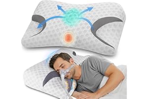 ‎HYDOMI Hypuno CPAP-Kissen für Seitenschläfer reduziert Luftauslässe und Druck der Maske - Memory Foam Kissen geeignet für Schlafapnoe und CPAP-Maskenbenutzer - Nackenstützkissen für Seite, Rücken und Bauch
