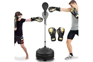 Dripex Punching Ball sur Pied Sac de Frappe Boxe Adolescent avec 6 Ventouses Hauteur Réglable 135 à 155 cm