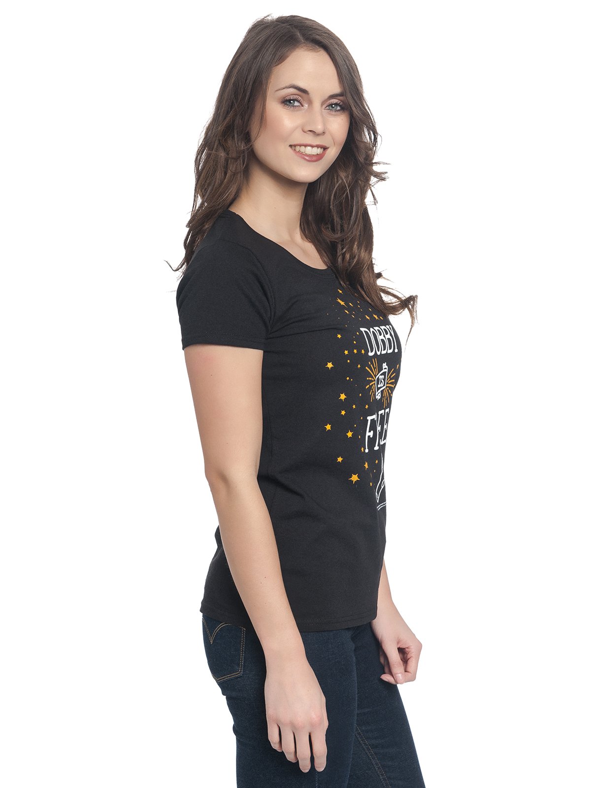 HARRY-POTTER-Dobby-is-Free-Girl-Shirt-schwarz-M