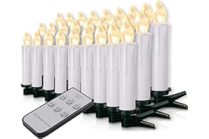 FOREVER SPEED Miafamily, set di candele natalizie con 20 o 60 LED, senza fili, per albero di Natale, con telecomando, Custodia bianca, 20er