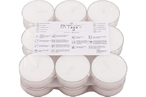 Pritogo Maxi Teelichter (18 Stück) Kunststoffhülle Brenndauer: 7 Std. XXL Ø 5,8 * 2,2 cm Jumbo Teelichte Plastikschale unbeduftet