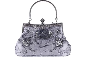 Jywmsc Mujer Bolso de Vintage Estilo con Cuentas Bolso de Lentejuelas bolso de Noche Bolsa de Fiesta Bolso de Embrague Monedero para Boda, Fiesta, Navidad