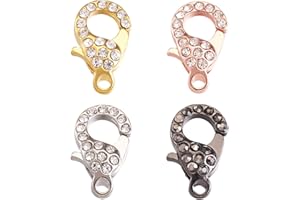 PH PANDAHALL PandaHall 10 chiusure a moschettone in lega di strass grandi dimensioni 21x12,5x7mm in metallo di colore misto per collane bracciali accessori per la creazione gioielli fai da te, colori misti casuali