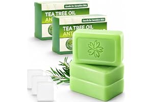 3 stycken Tea Tree Oil-tvål – Ansikts- och kroppstvätt för ojämn hud, djup rengöring, talgkontroll, uppfriskande doft