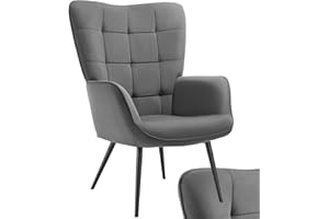 TecTake® Poltrona Imbottita, Poltrona Ergonomica con Schienale e Braccioli, Poltrona Camera da Letto, Poltrona Salotto Moderna, Carico Massimo 150 kg - senza Pouf, Corda Sottile, Antracite/Nero