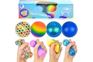 FOHYLOY Stressball, 4 Stück Anti Stress bälle für Kinder und Erwachsene, Squishy Antistressball Anti Stress Spielzeug, Sensory Fidget Toy, Handtrainer MassagebäLle Anti Stress Geschenke