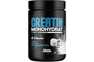 ‎BLOOM NATURALS BEAUTY SUPPLEMENTS Creatin Monohydrat Pulver 500g - Kreatin Monohydrat in mikronisierter Qualität 100% vegan - Laborgeprüft - Verpackung kann variieren