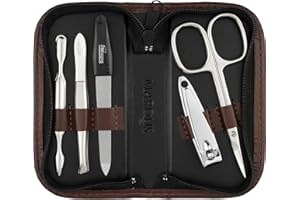 ‎MARQUS marQus Nagelset Herren und Damen 5 teilig - Maniküreset Solingen für Damen & Herren, Nageletui Solingen aus Kunstleder, geeignet für Hand- & Fußpflege, ideales Reise Nagelset